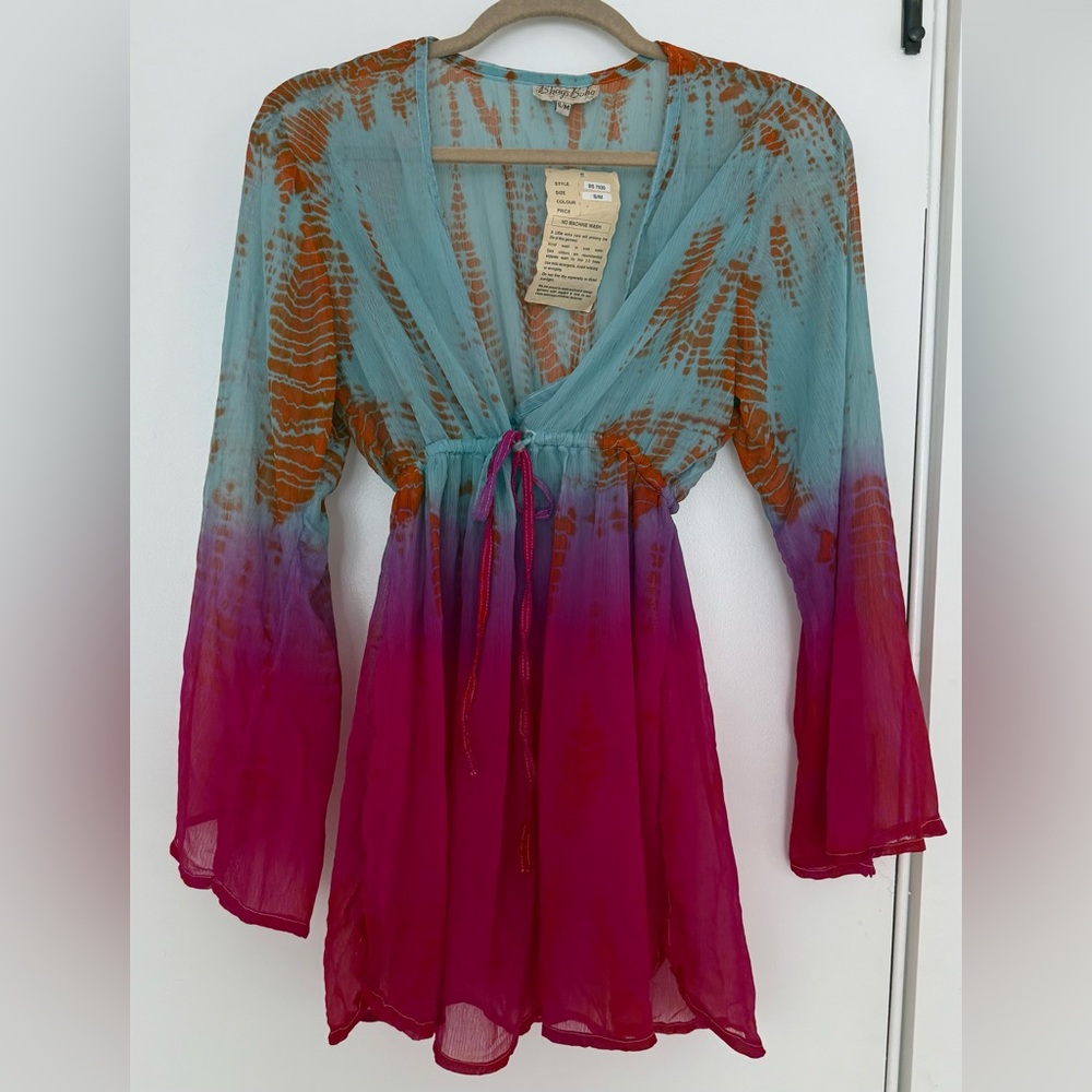 Colorful Sheer Tie-Dye Cover-Up